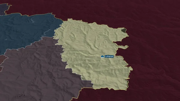 Luhan Regione Dell Ucraina Ingrandita Evidenziata Con Capitale Mappa Colorata — Foto Stock