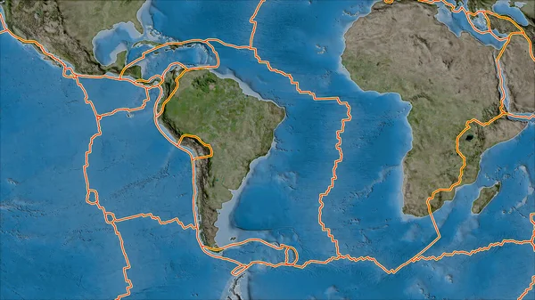 Tectonic Plate Border Satellite Map Area South American Plate Area — 스톡 사진