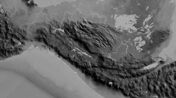 Chiapas Estado México Mapa Escala Grises Con Lagos Ríos Forma —  Fotos de Stock