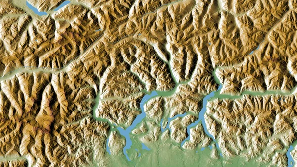 瑞士的提契诺州湖泊和河流的彩色阴影数据 形状与它的国家相对应 3D渲染 — 图库照片