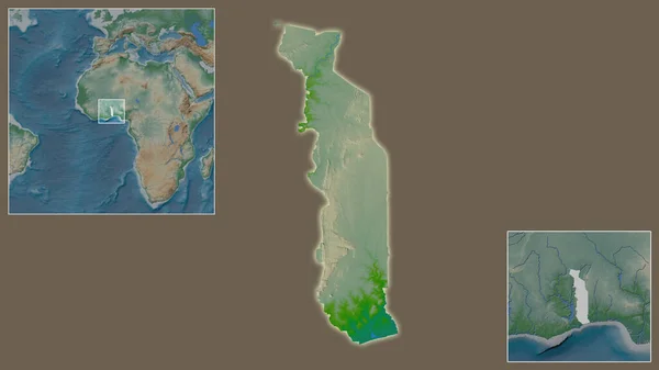 Close Togo Sua Localização Região Centro Mapa Mundial Grande Escala — Fotografia de Stock