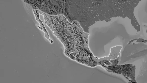 Área México Mapa Elevação Bilevel Projeção Estereográfica Composição Bruta Camadas — Fotografia de Stock