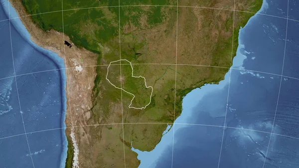 Paraguay Sousedství Vzdálená Perspektiva Obrysem Země Satelitní Snímky — Stock fotografie