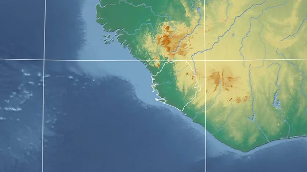 Sierra Leone Sousedství Vzdálená Perspektiva Obrysem Země Mapa Topografického Reliéfu — Stock fotografie