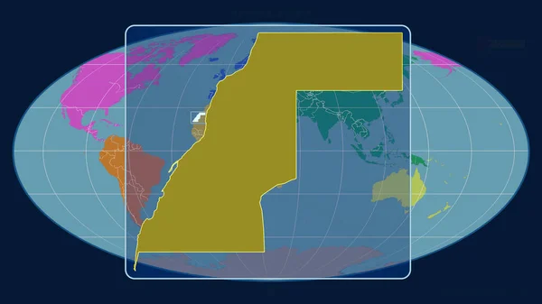 Vue Agrandie Contour Sahara Occidental Avec Des Lignes Perspective Contre — Photo