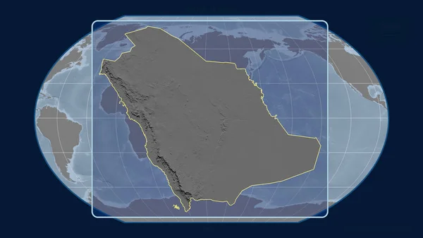 Zoomed View Saudi Arabia Outline Perspective Lines Global Map Kavrayskiy — Stock Photo, Image