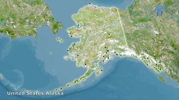 United States Alaska Area Satellite Map Stereographic Projection Main Composition — Stock Photo, Image