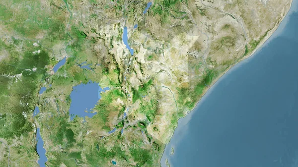 卫星D地图上的肯尼亚地区立体投影 光栅层的原始成分 — 图库照片