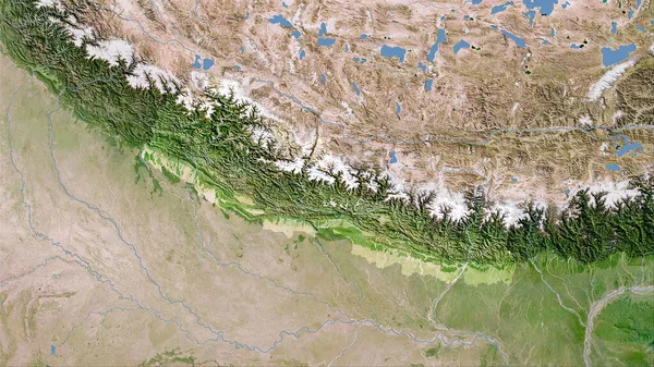 Nepal Área Satélite Mapa Proyección Estereográfica Composición Cruda Capas Trama —  Fotos de Stock