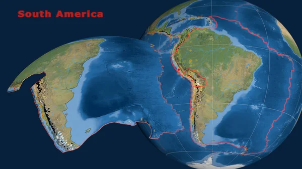 Plaque Tectonique Amérique Sud Décrite Extrudée Présentée Contre Globe Imagerie — Photo