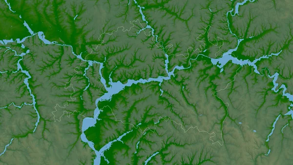 鞑靼斯坦 俄罗斯共和国 湖泊和河流的彩色阴影数据 形状与它的国家相对应 3D渲染 — 图库照片