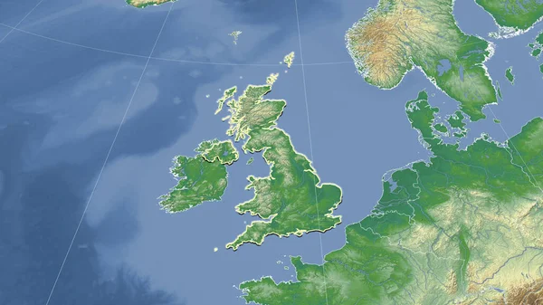 Wielka Brytania Jej Okolica Daleka Perspektywa Ukośna Zarysowany Kształt Kolor — Zdjęcie stockowe