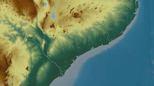 Замбезия Провинция Мозамбик Цветной Рельеф Озерами Реками Форма Очерченная Против — стоковое фото