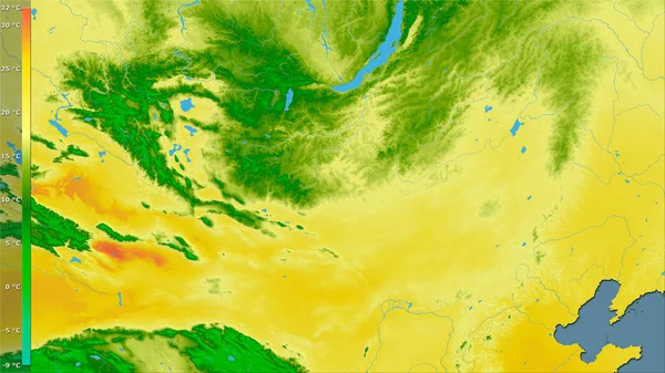 Μέση Θερμοκρασία Του Θερμότερου Τεταρτημορίου Στην Περιοχή Της Μογγολίας Στην — Φωτογραφία Αρχείου