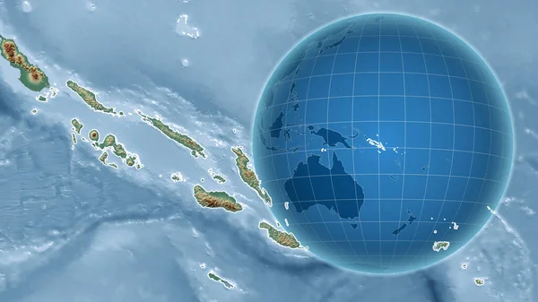 Solomon Adaları Zoom Haritasına Karşı Ülkenin Şekline Sahip Bir Dünya — Stok fotoğraf