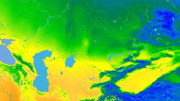 Área Kazajstán Mapa Anual Temperatura Proyección Estereográfica Composición Cruda Las — Foto de Stock