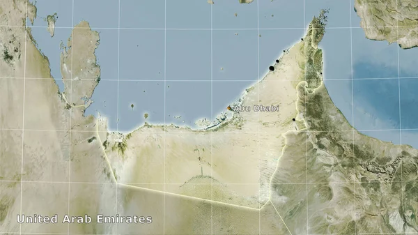 Obszar Zjednoczonych Emiratów Arabskich Mapie Satelitarnej Projekcji Stereograficznej Kompozycja Główna — Zdjęcie stockowe