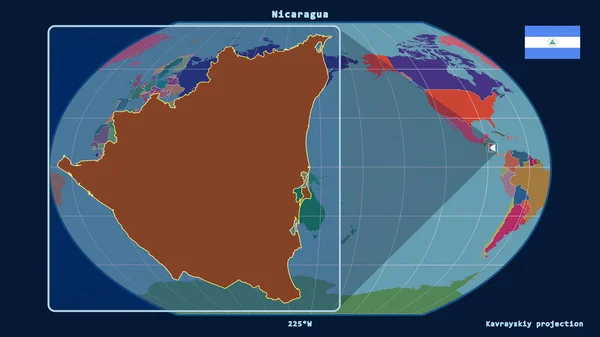 Zoomed Ενόψει Της Νικαράγουα Σκιαγραφήσει Προοπτικές Γραμμές Σχέση Ένα Παγκόσμιο — Φωτογραφία Αρχείου