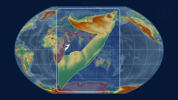 Zoomed View Somalia Outline Perspective Lines Global Map Kavrayskiy Projection — Stock Photo, Image