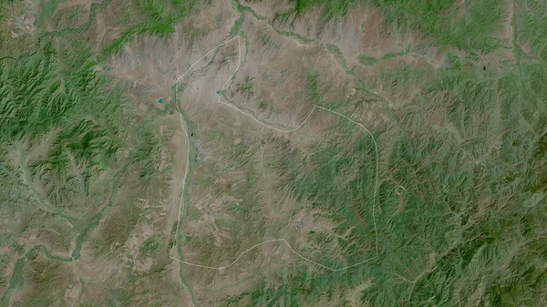 Darhan Uul Municipality Mongolia Satellite Imagery Shape Outlined Its Country — Stock Photo, Image