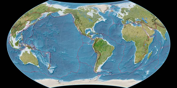 Wagner Viii Projeksiyonundaki Dünya Haritası Batı Boylamı Üzerine Kuruludur Uydu — Stok fotoğraf