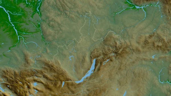 ロシアの領域 イルクーツク 湖や川と色シェーダーデータ 形状は その国の領域に対して概説 3Dレンダリング — ストック写真