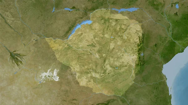 Simbabwe Gebiet Auf Der Satelliten Karte Der Stereographischen Projektion Rohzusammensetzung — Stockfoto