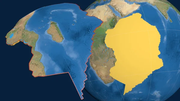 索马利亚板块挤压并呈现在地球上 卫星图像 3D渲染 — 图库照片