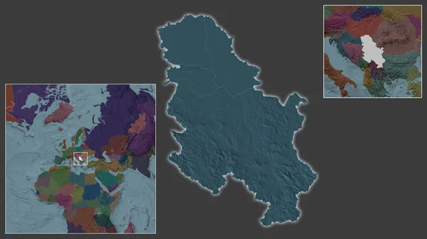 Крупный План Сербии Расположение Регионе Центре Крупномасштабной Карты Мира Цветная — стоковое фото