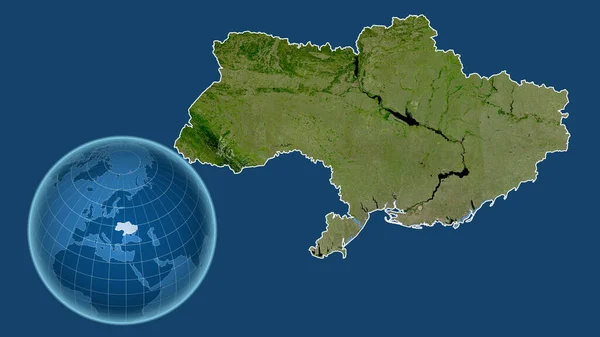 Ukraine Globe Avec Forme Pays Contre Carte Zoomée Avec Son — Photo