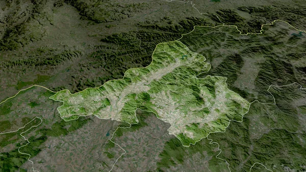 Trenciansky Région Slovaquie Zoomé Mis Évidence Imagerie Satellite Rendu — Photo