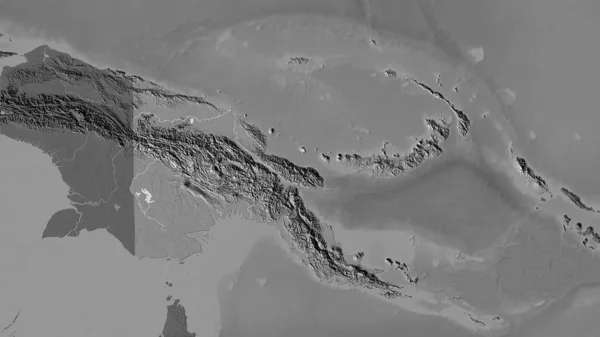 Papua Nová Guinea Mapě Nadmořské Výšky Stereografické Projekci Hrubé Složení — Stock fotografie