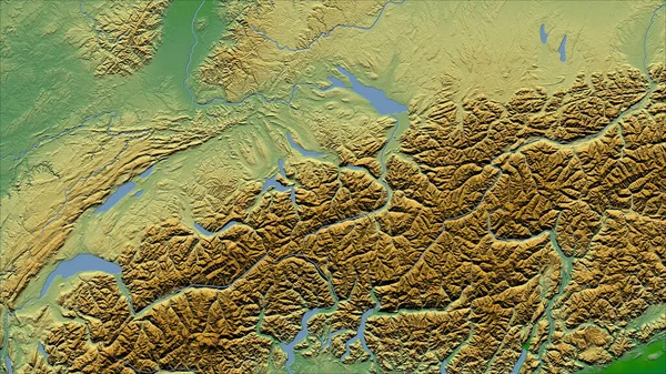 Švýcarsko Detailní Pohled Zemi Žádný Obrys Barevná Fyzická Mapa — Stock fotografie