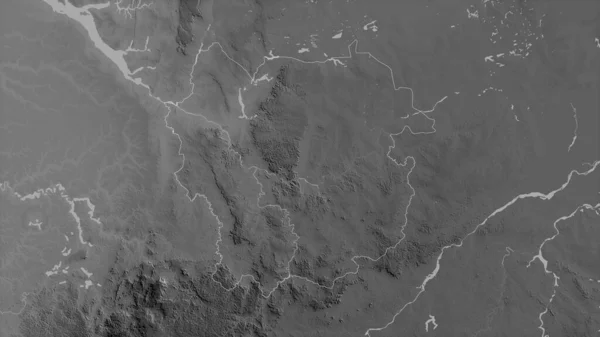 Kayes Region Mali Mapa Szarości Jeziorami Rzekami Kształt Nakreślony Stosunku — Zdjęcie stockowe