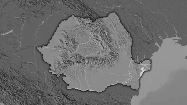 Área Rumanía Mapa Elevación Bilevel Proyección Estereográfica Composición Cruda Capas — Foto de Stock