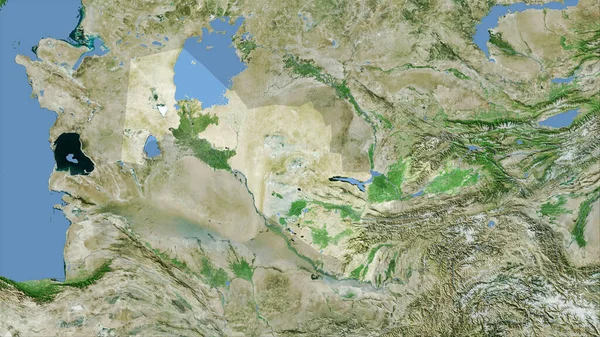 Obszar Uzbekistanu Mapie Satelitarnej Projekcji Stereograficznej Surowy Skład Warstw Rastrowych — Zdjęcie stockowe