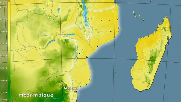 Temperatura Media Del Cuarto Más Frío Dentro Del Área Mozambique —  Fotos de Stock