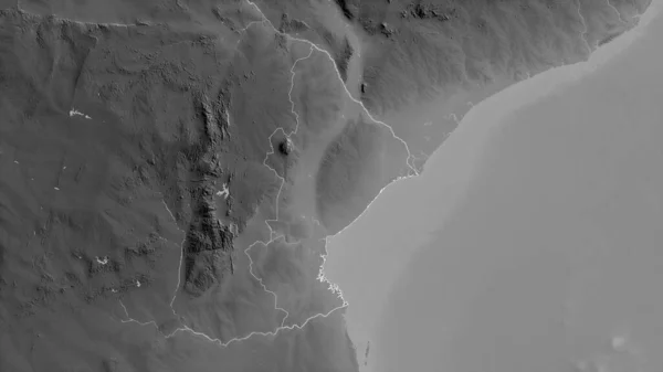 Sofala Provinz Mosambik Graustufige Karte Mit Seen Und Flüssen Umrissen — Stockfoto