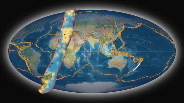 Тектонічна Плита Кермадек Була Екстронована Представлена Глобальній Топографічній Карті Проекції — стокове фото