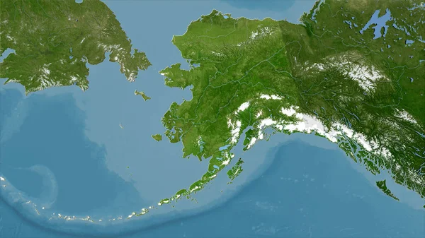 Obszar Alaski Stanów Zjednoczonych Mapie Satelitarnej Projekcji Stereograficznej Surowa Kompozycja — Zdjęcie stockowe