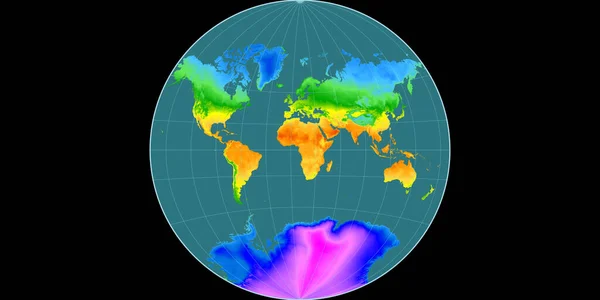 Světová Mapa Van Der Grintenově Projekci Soustředila Východní Délky Průměrná — Stock fotografie