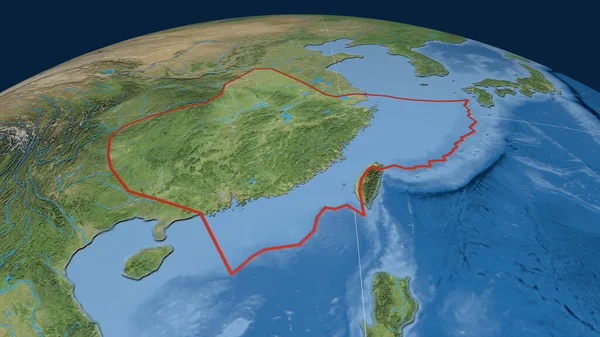 Тектонічна Плита Янцзи Викладена Земній Кулі Супутникові Знімки Візуалізація — стокове фото