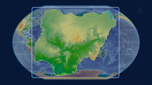 Zoomad Nigeria Skissera Med Perspektiv Linjer Mot Global Karta Kavrayskiy — Stockfoto
