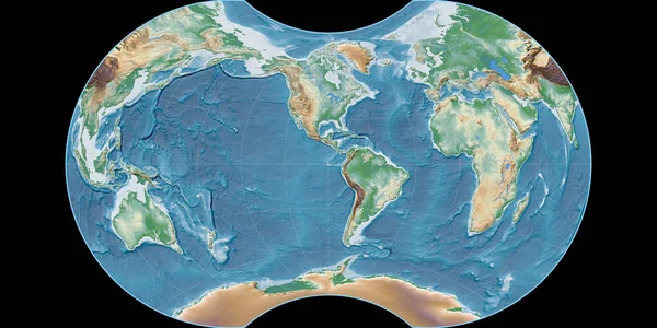 Světová Mapa Maurerově Zjevné Kulové Projekci Středem Západní Délky Barevné — Stock fotografie