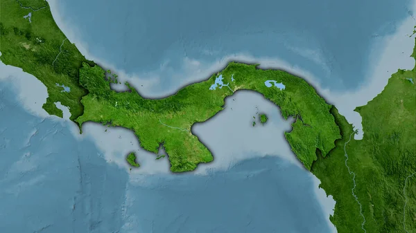 Área Panamá Mapa Satélite Proyección Estereográfica Composición Cruda Capas Trama —  Fotos de Stock