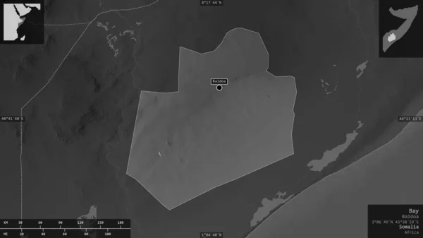 Bay Περιοχή Της Σομαλίας Χάρτες Διαβαθμίσεων Του Γκρι Λίμνες Και — Φωτογραφία Αρχείου