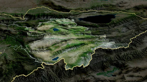 Naryn Provincia Kirguistán Hizo Zoom Resaltó Imágenes Satélite Renderizado — Foto de Stock