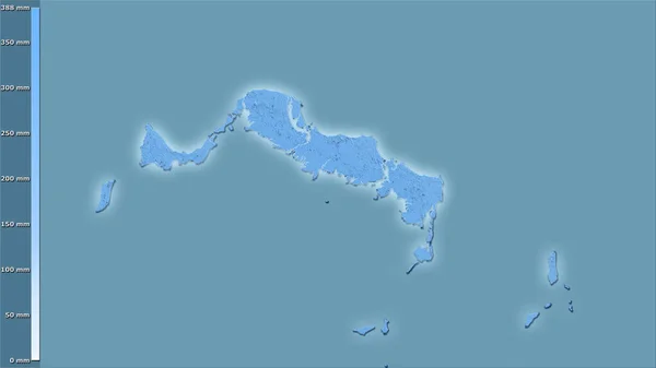 Turks Caicos Adaları Ndaki Nemli Çeyrekliğin Efsanevi Stereografik Projeksiyonla Yağışı — Stok fotoğraf