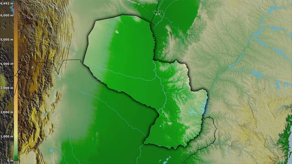 Carte Physique Dans Zone Paraguay Dans Projection Stéréographique Avec Légende — Photo