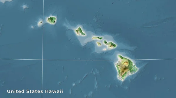 Stany Zjednoczone Obszar Hawajów Mapie Satelitarnej Projekcji Stereograficznej Kompozycja Główna — Zdjęcie stockowe